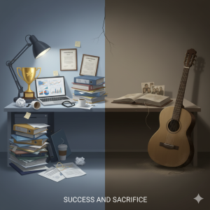 პირადი ცხოვრების მსხვერპლი, როგორც წარმატების ბნელი მხარის ნაწილი.