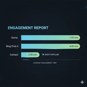 Google Analytics 4-ის ჩართულობის რეპორტი გვერდების პოპულარობის გასაზომად.