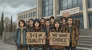 ქართველი სტუდენტების პროტესტი ახალი საგანმანათლებლო რეფორმის წინააღმდეგ.