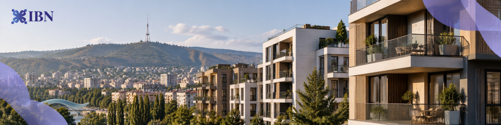 თბილისის ხედი და თანამედროვე საცხოვრებელი კორპუსები